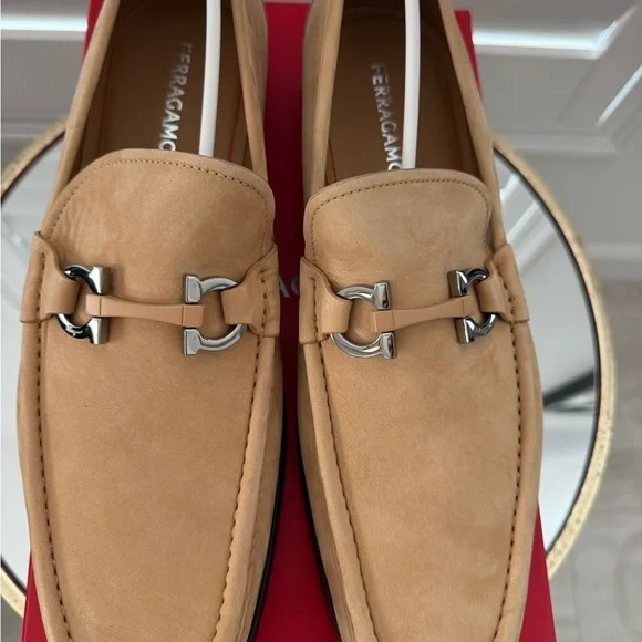 Salvatore Ferragamo Grandioso Suede Loafer camel color Men's size 12E. Ret. $850
